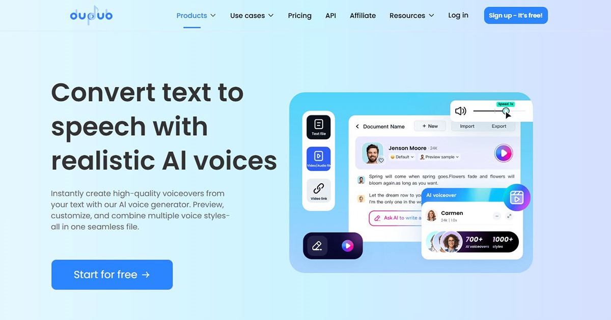 Mejores Aplicaciones de Conversión de Texto a Voz IA_DupDub