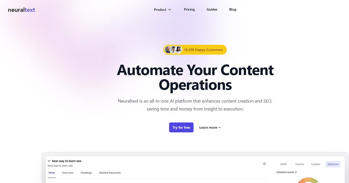 Mejores herramientas de IA para SEO_NeuralText