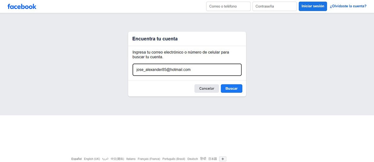 Iniciar Sesión en Facebook - Recuperar Cuenta de Facebook por Olvido de Contraseña