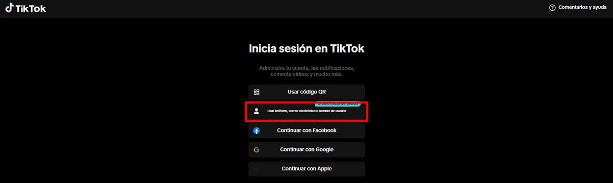Recuperar contraseña de Tiktok