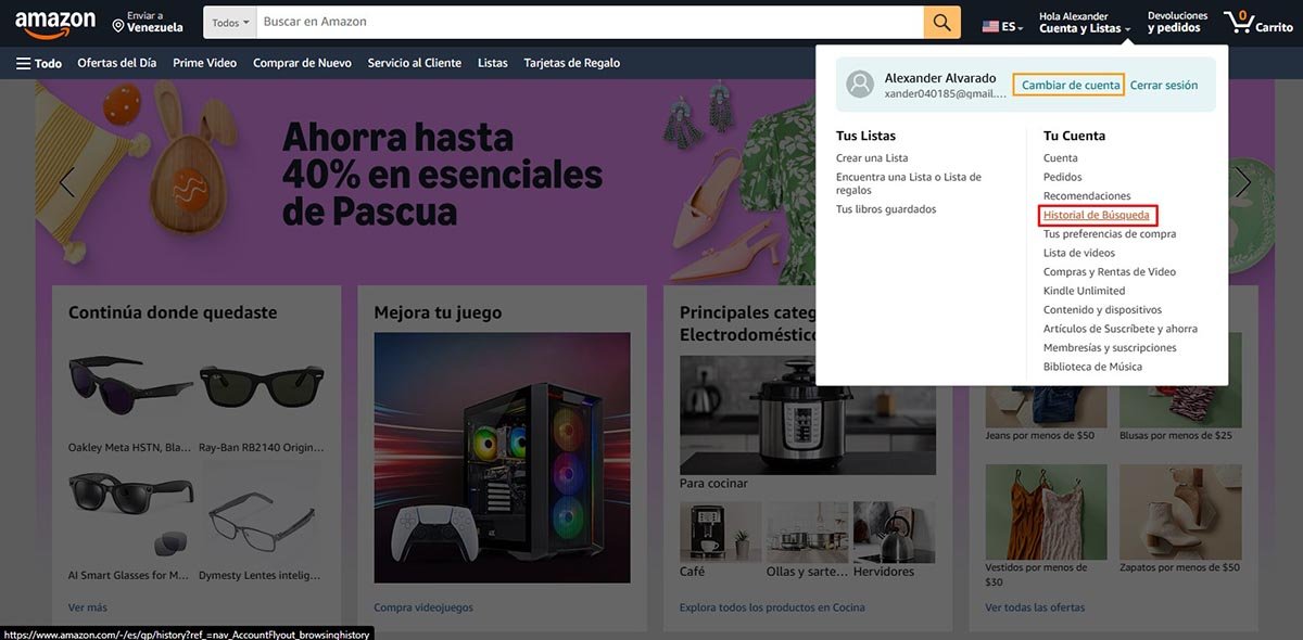 Eliminar tu Historial de Navegación en Amazon